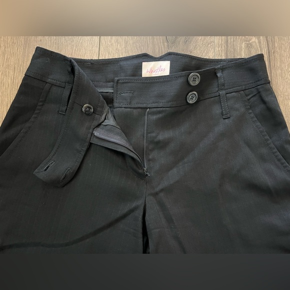 Whistles London Wool Blend Pin Stripe Black Crop Pant Size 4 - Picture 3 of 11